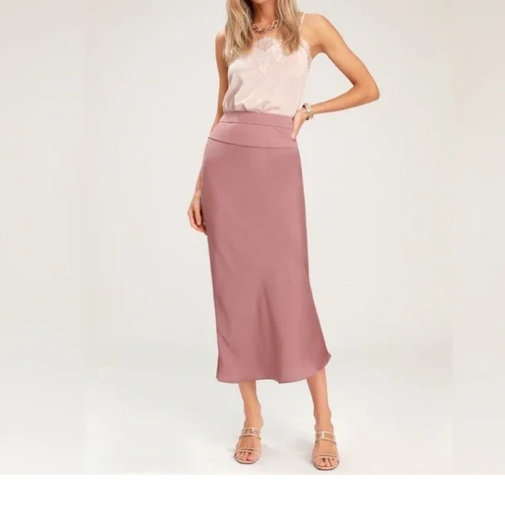Free People women’s  Mauve Midi Slip Skirt - Sleek High Waist